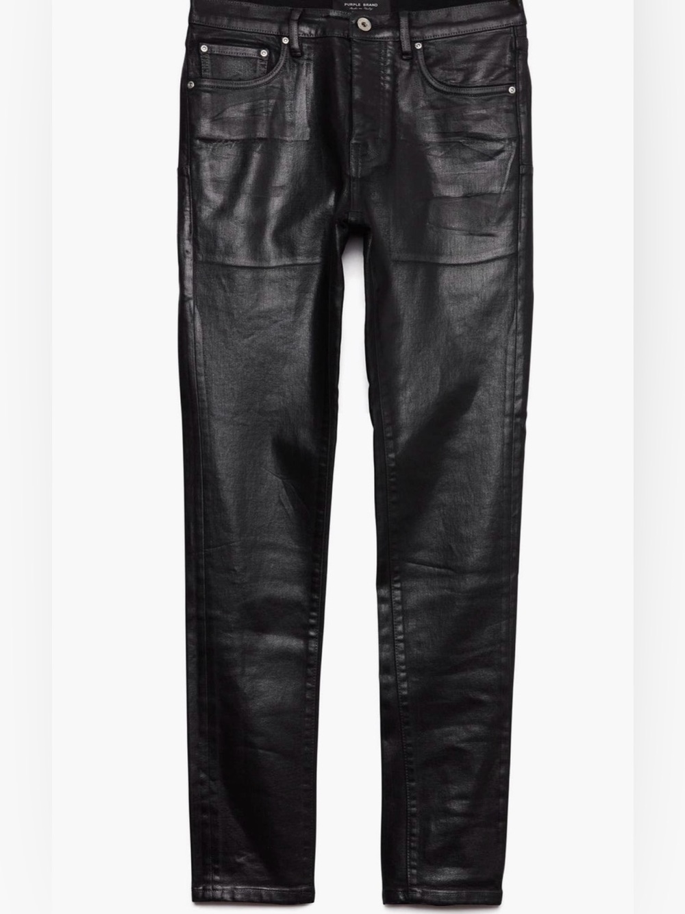 Purple Brand Black Label Coated Stretch Skinny Jeans Leathered Black Men’s 36